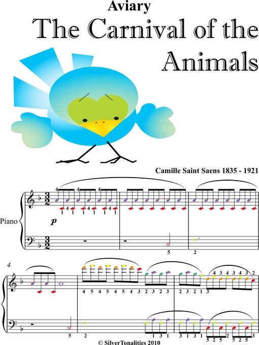 Title details for Aviary the Carnival of the Animals Easiest Piano Sheet Music with Colored Notes by Camille Saint Saens - Wait list